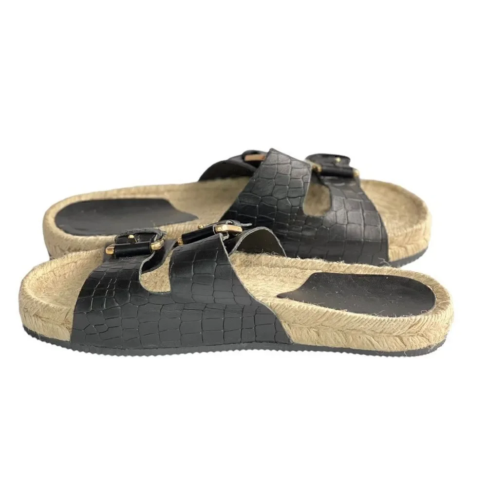 ALDO Buckle Black Sandal with Espadrille Sole NWT